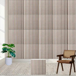 Warm Brown and Crisp White Chequered Tile Pattern