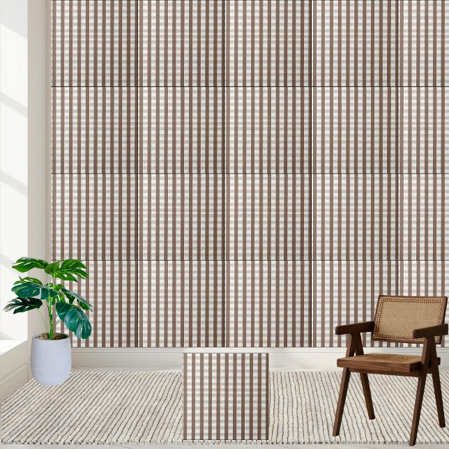 Warm Brown and Crisp White Chequered Tile Pattern (Warm Brown and Crisp White Checkered Tile Pattern)