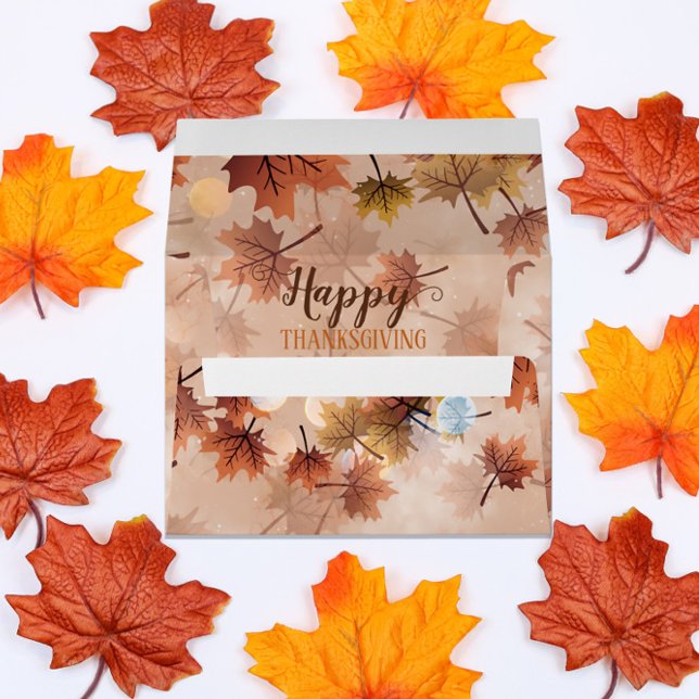 Warm Brown Autumn Leaves Thanksgiving Envelope (Creator Uploaded)
