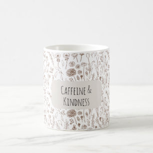 Warm brown floral pattern mug