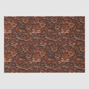 Warm Brown Flowers Tissue Paper