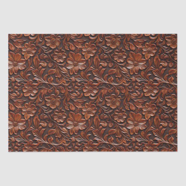 Warm Brown Flowers Tissue Paper (Front)