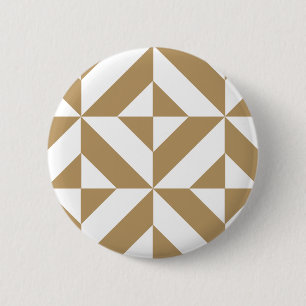 Warm Brown Geometric Deco Cube Pattern 6 Cm Round Badge