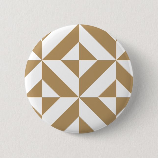 Warm Brown Geometric Deco Cube Pattern 6 Cm Round Badge (Front)
