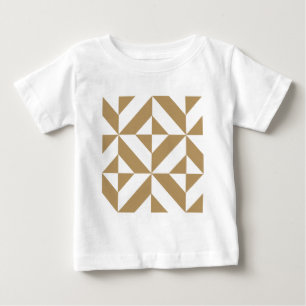 Warm Brown Geometric Deco Cube Pattern Baby T-Shirt