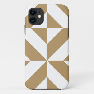 Warm Brown Geometric Deco Cube Pattern iPhone 11 Case
