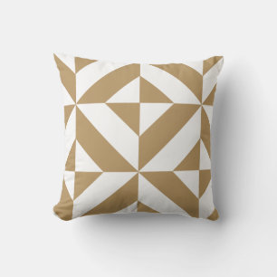 Warm Brown Geometric Deco Cube Pattern Cushion