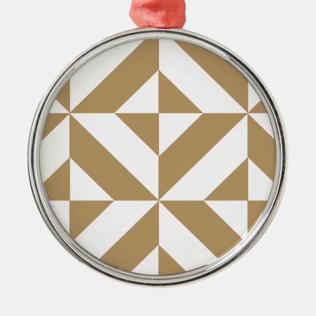Warm Brown Geometric Deco Cube Pattern Metal Tree Decoration (Front)