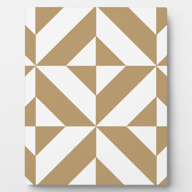 Warm Brown Geometric Deco Cube Pattern Plaque (Front)