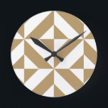 Warm Brown Geometric Deco Cube Pattern Round Clock<br><div class="desc">This abstract,  geometric cubed pattern will add vibrance and classic flair to any home or office decor. Always ready for you to personalize with your name and/or your loved one's name,  as well.</div>