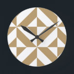 Warm Brown Geometric Deco Cube Pattern Round Clock<br><div class="desc">This abstract,  geometric cubed pattern will add vibrance and classic flair to any home or office decor. Always ready for you to personalize with your name and/or your loved one's name,  as well.</div>