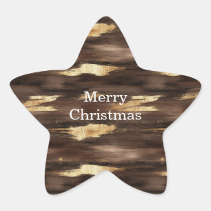 Warm Brown Gold Abstract Streaks Christmas Star Sticker