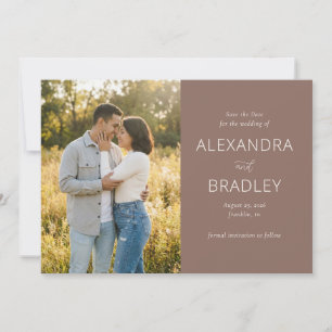 Warm Brown Minimalist Photo Save The Date