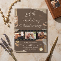 Warm Brown Scrapbook Photo 50th Wedding Anniversar