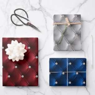Warm Burgundy Floral Faux Velvet Wrapping Paper Sheet