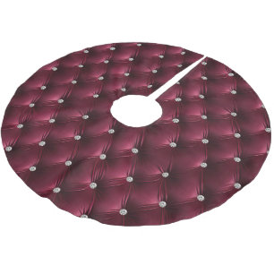 Warm Burgundy Red Faux Velvet Brushed Polyester Tree Skirt