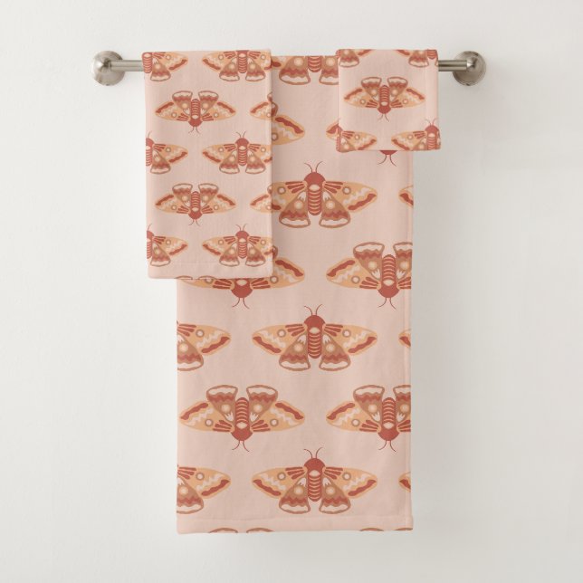 Warm Butterfly Motif – Soft Boho Aesthetic Bath Towel Set (Insitu)