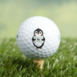 Warm by nature: Adorable Penguin with Playful Text Golf Balls