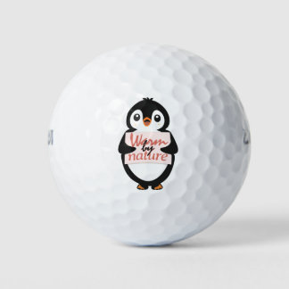 Warm by nature: Adorable Penguin with Playful Text Golf Balls