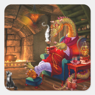 Warm By The Fire Square Sticker