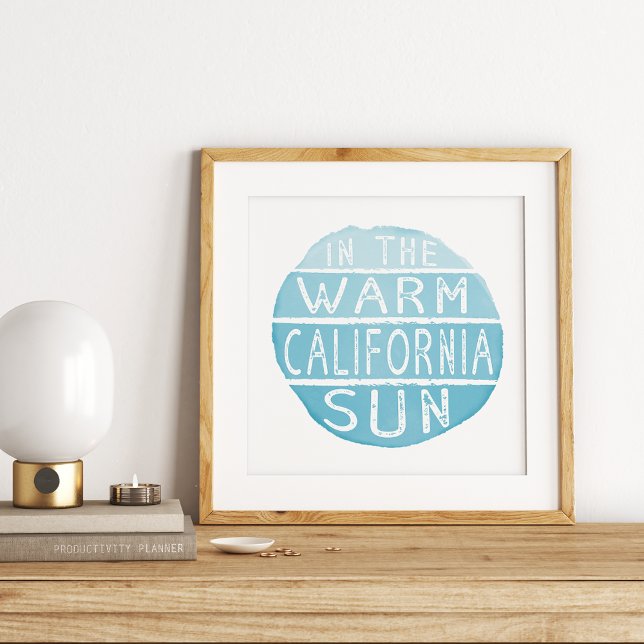 Warm California Sun Vintage Typography Blue Poster (Creator Uploaded)