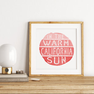 Warm California Sun Vintage Typography Coral Poster