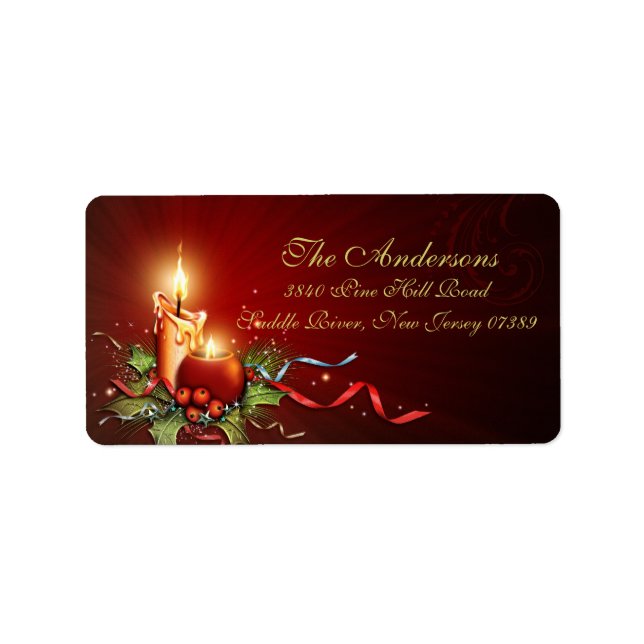Warm Candlelight Christmas Address Label (Front)