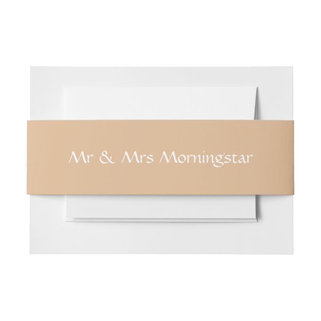 Warm Caramel Brown Invitation Belly Band (Front Example)