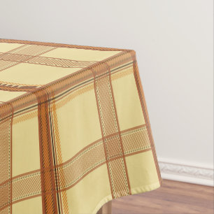 Warm Caramel Brown Plaid Aesthetic Tablecloth