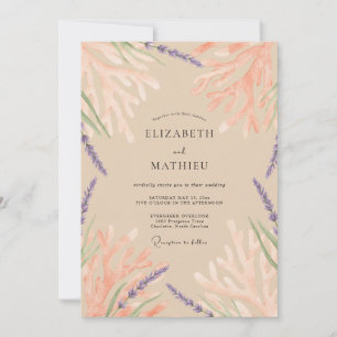 Warm Champagne Lilac Wildflower Wedding Invitation
