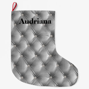 Warm Chic Grey Faux Velvet Large Christmas Stocking
