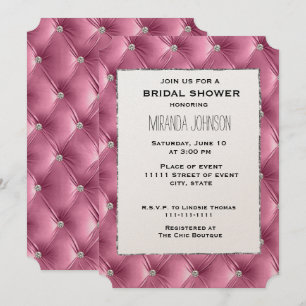 Warm Chic Pink Faux Velvet Bridal Shower Invitation
