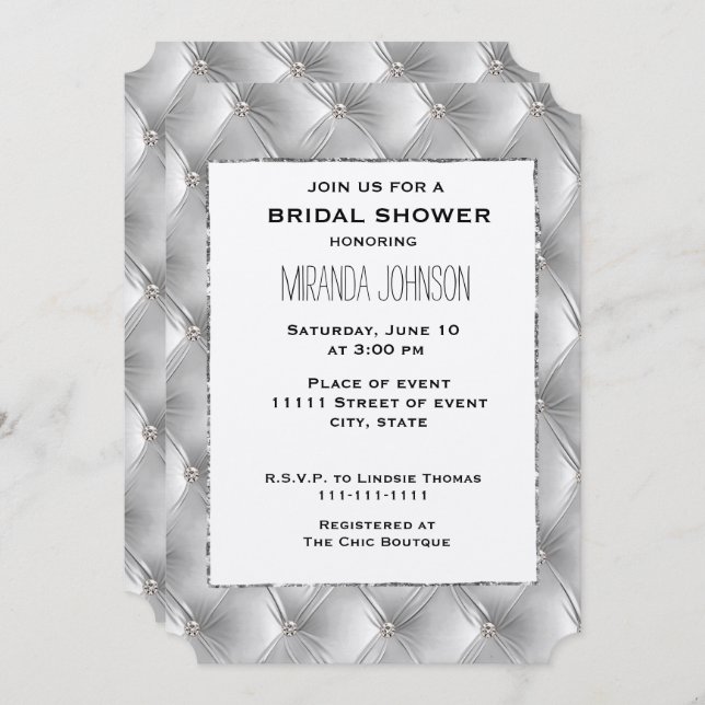 Warm Chic Soft Grey Faux Velvet Bridal Shower Invitation (Front/Back)