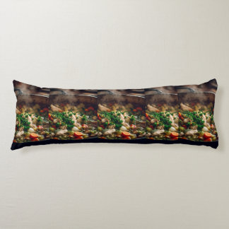 Warm Chicken Soup Steam Art – Rustic Home Cooking  Body Cushion