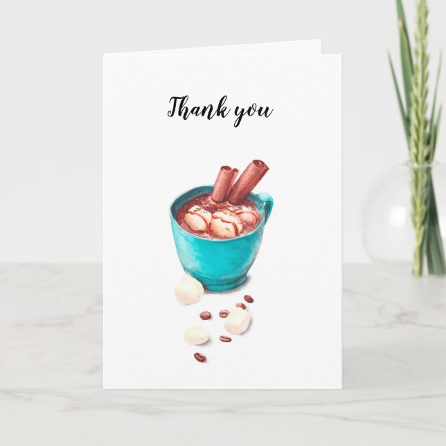 Warm chocolate Thank you greeting card. Card (Front)