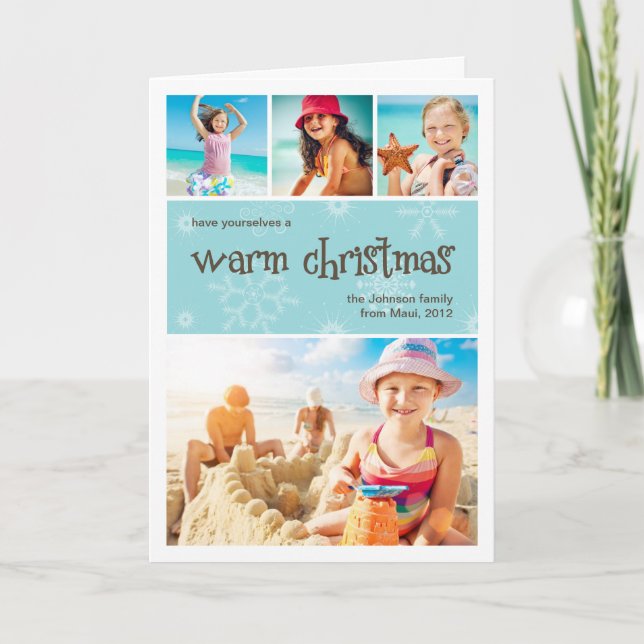 Warm Christmas 4 Photo Holiday Greeting Card (Front)