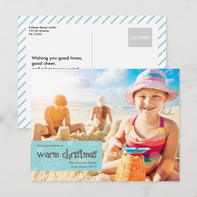 Warm Christmas Photo Holiday Postcard (Front/Back)
