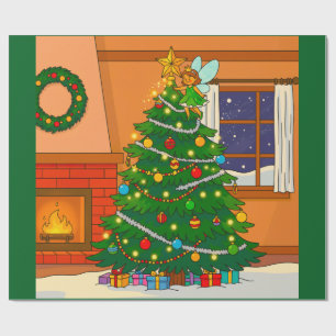 WARM CHRISTMAS TREE TREE DESIGN WRAPPING PAPER