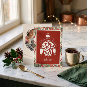 Warm Christmas Wishes Sweater Faux Papercut Holiday Card