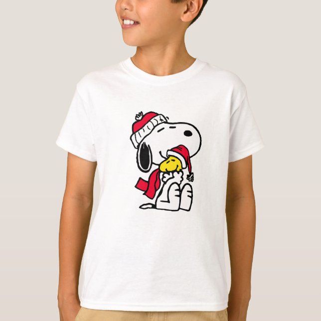 warm christmas with snoopy & woodstock T-Shirt (Front)