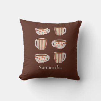 Warm Circle Pattern On Cups Of Coffee Cushion