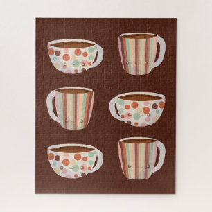 Warm Circle Pattern On Cups Of Coffee Jigsaw Puzzle