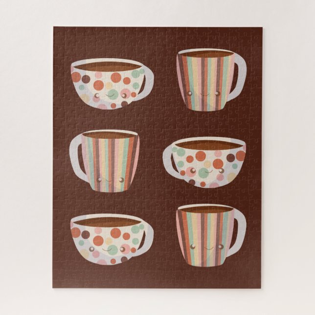 Warm Circle Pattern On Cups Of Coffee Jigsaw Puzzle (Vertical)