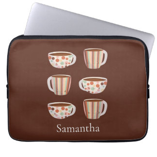 Warm Circle Pattern On Cups Of Coffee Laptop Sleeve