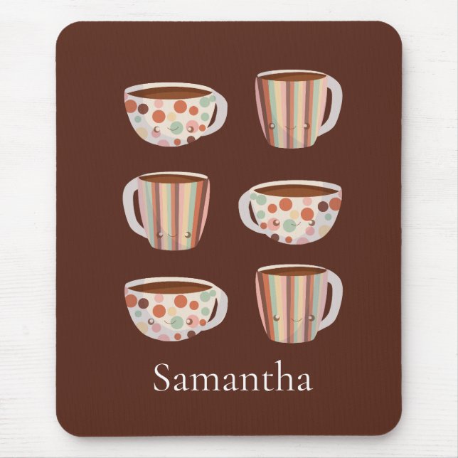 Warm Circle Pattern On Cups Of Coffee Mouse Mat (Front)