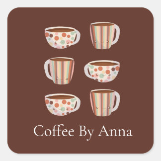 Warm Circle Pattern On Cups Of Coffee Square Sticker