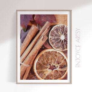 Warm citrus cinnamon cosy fall kitchen wall art