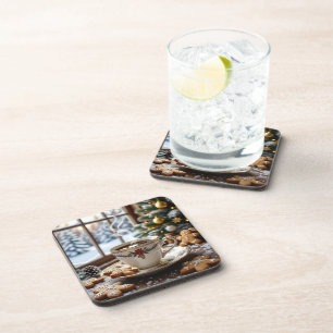 Warm Coffee and Gingerbread Cookies Christmas Coaster