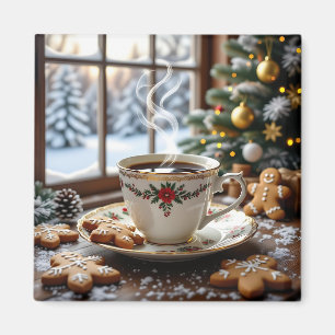 Warm Coffee and Gingerbread Cookies Christmas Magnet