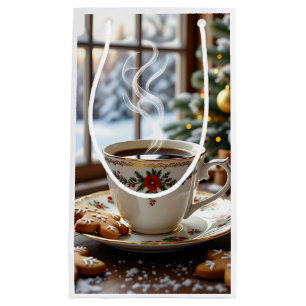 Warm Coffee and Gingerbread Cookies Christmas Small Gift Bag